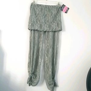 Grey lace bohemian pants